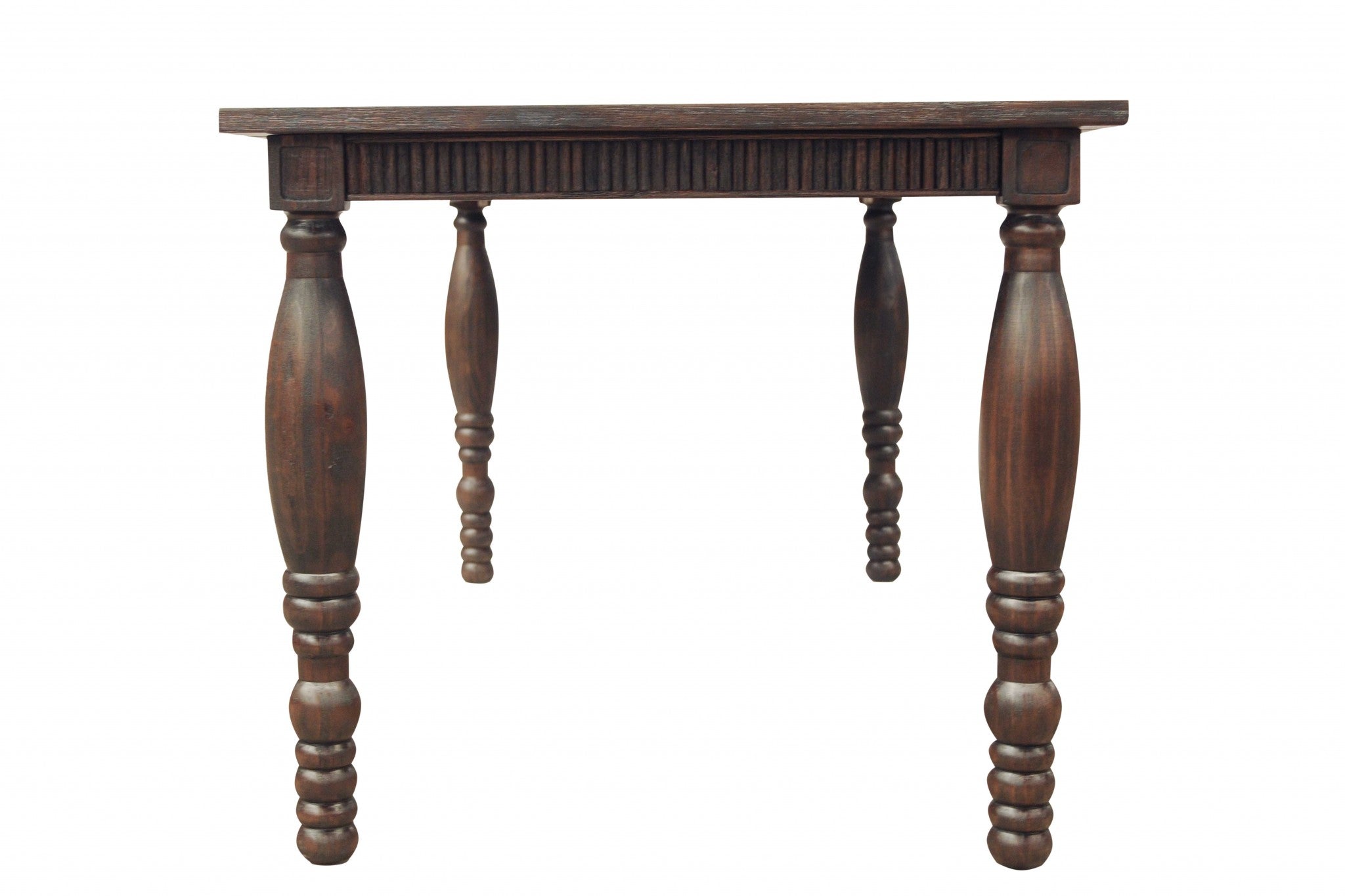 34" X 65" X 30" Dark Brown Pine Wood Small Dining Table