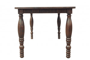34" X 65" X 30" Dark Brown Pine Wood Small Dining Table