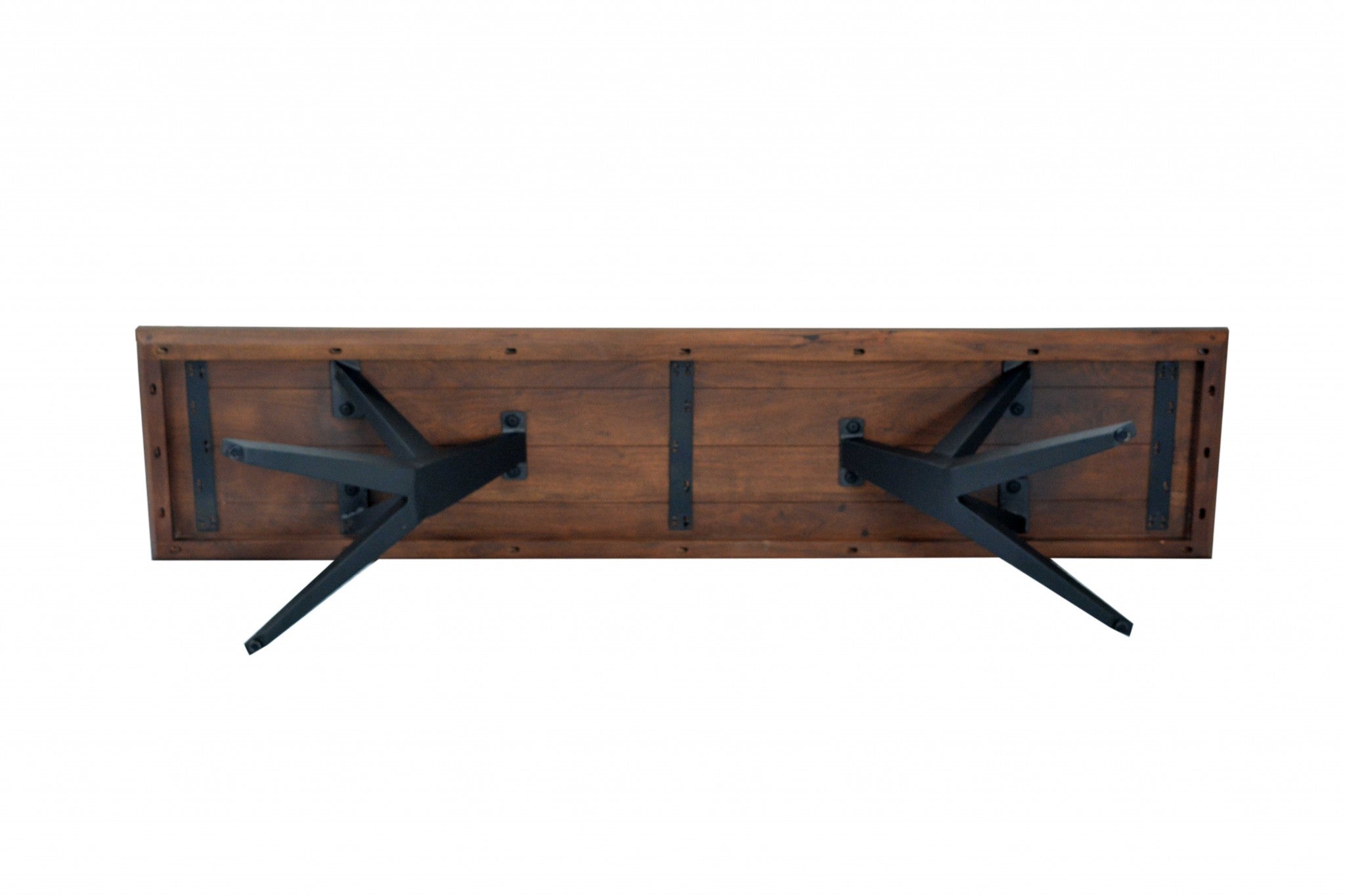 16" X 71" X 18" Brown/Black Wood Metal Dining Bench