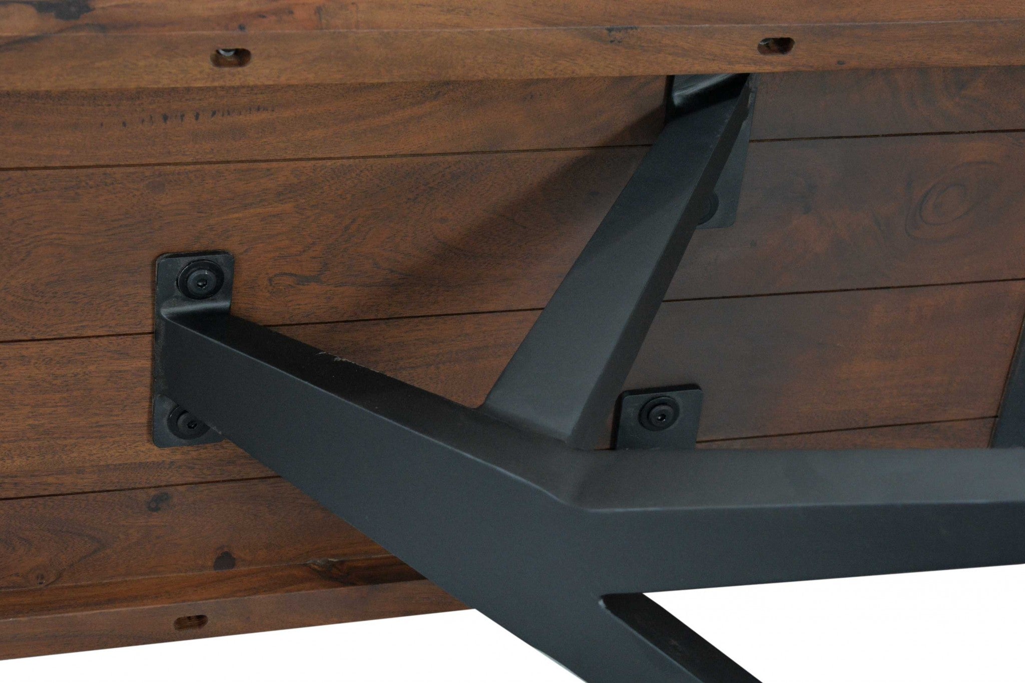 16" X 71" X 18" Brown/Black Wood Metal Dining Bench