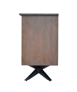 18" X 60" X 32" Brown/Black Wood Metal Buffet