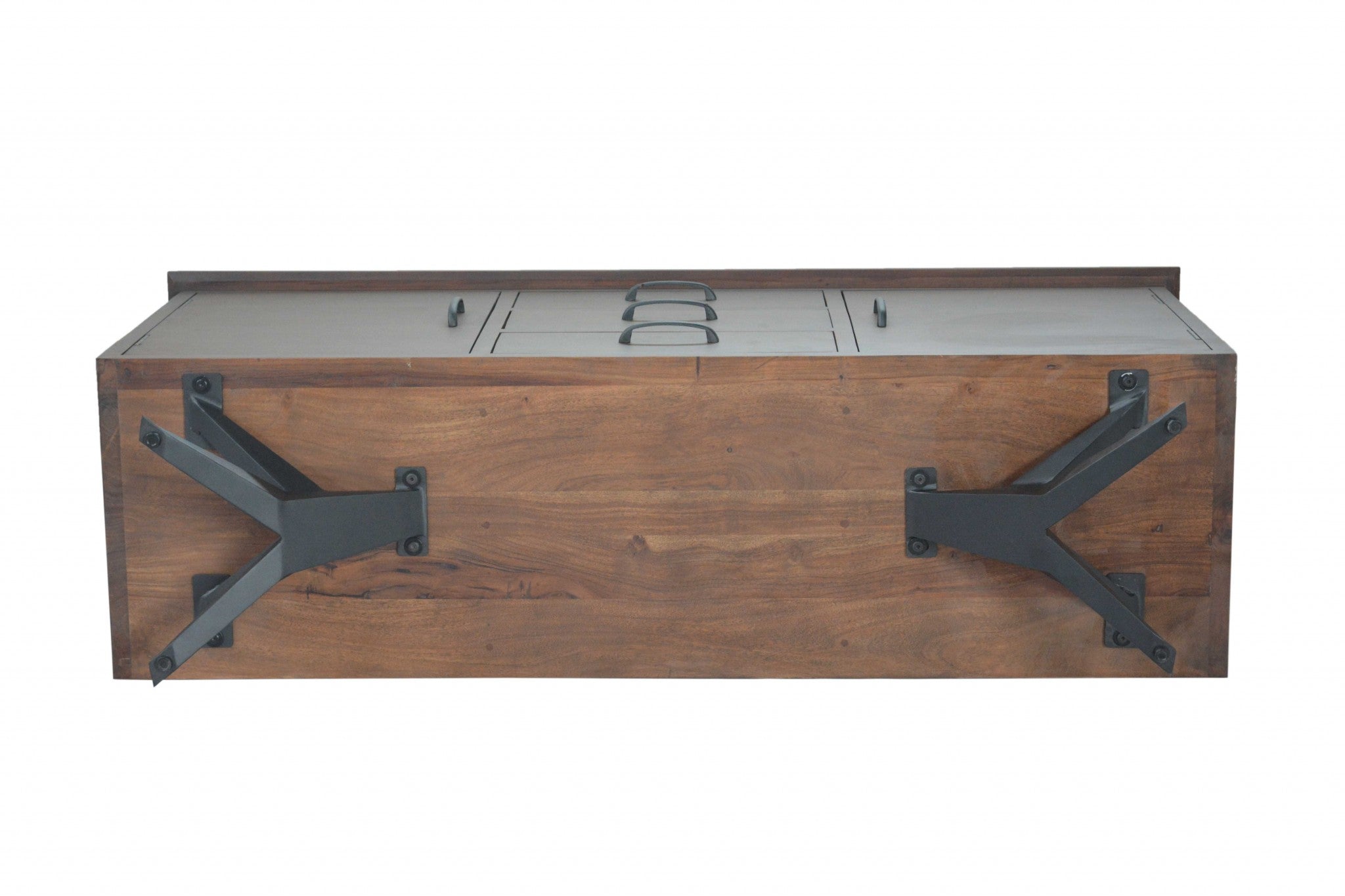 18" X 60" X 32" Brown/Black Wood Metal Buffet