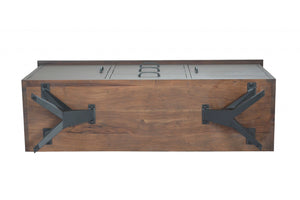 18" X 60" X 32" Brown/Black Wood Metal Buffet