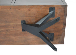 18" X 60" X 32" Brown/Black Wood Metal Buffet