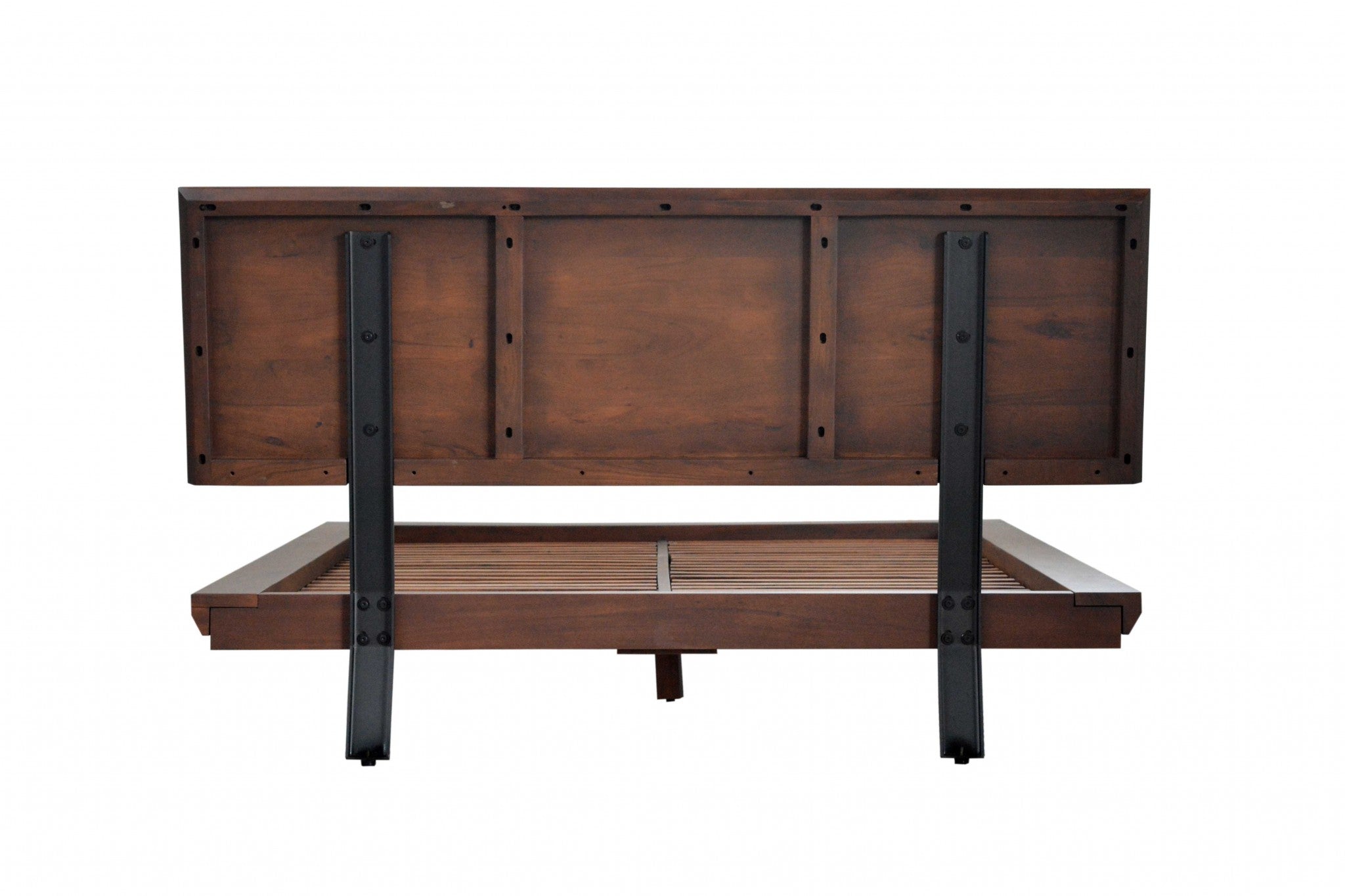 86" X 95" X 42" Brown/Black Wood Metal King Size Bed