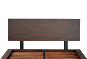 68" X 95" X 42" Brown/Black Wood Metal Queen Size Bed