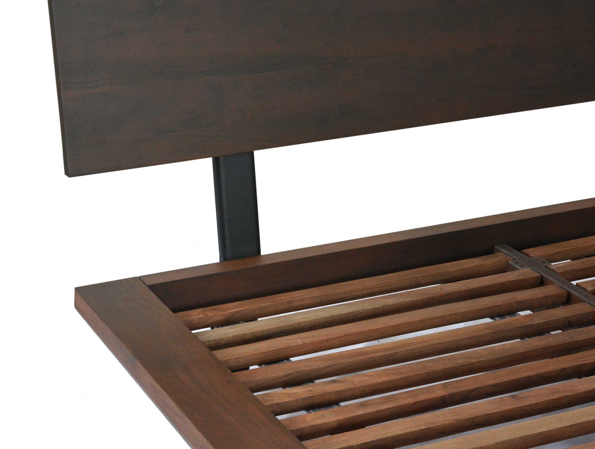 68" X 95" X 42" Brown/Black Wood Metal Queen Size Bed