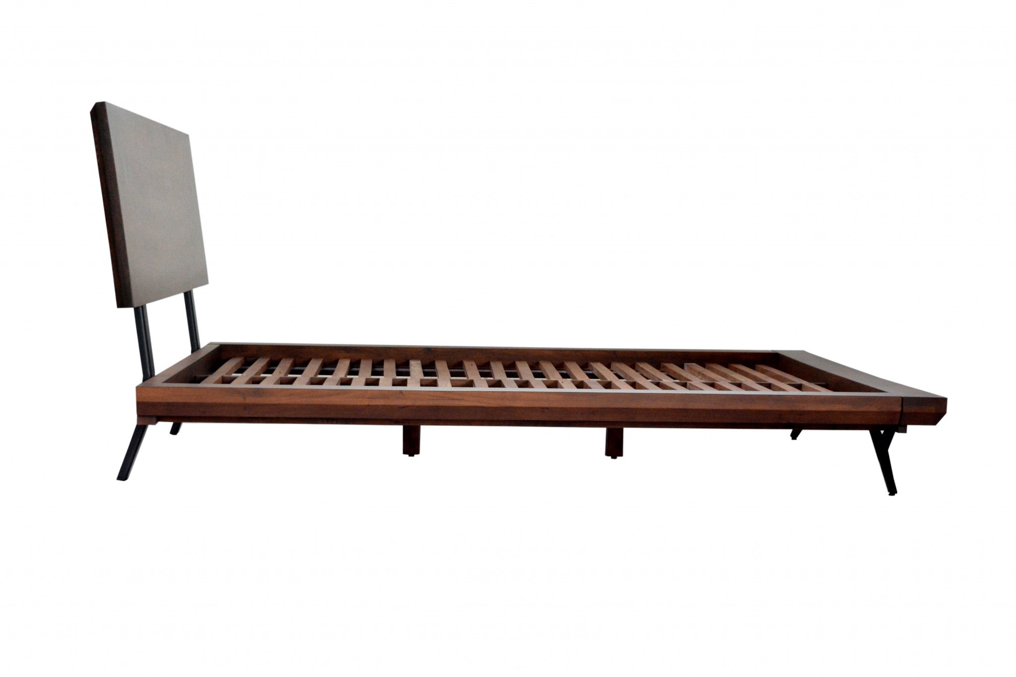 68" X 95" X 42" Brown/Black Wood Metal Queen Size Bed