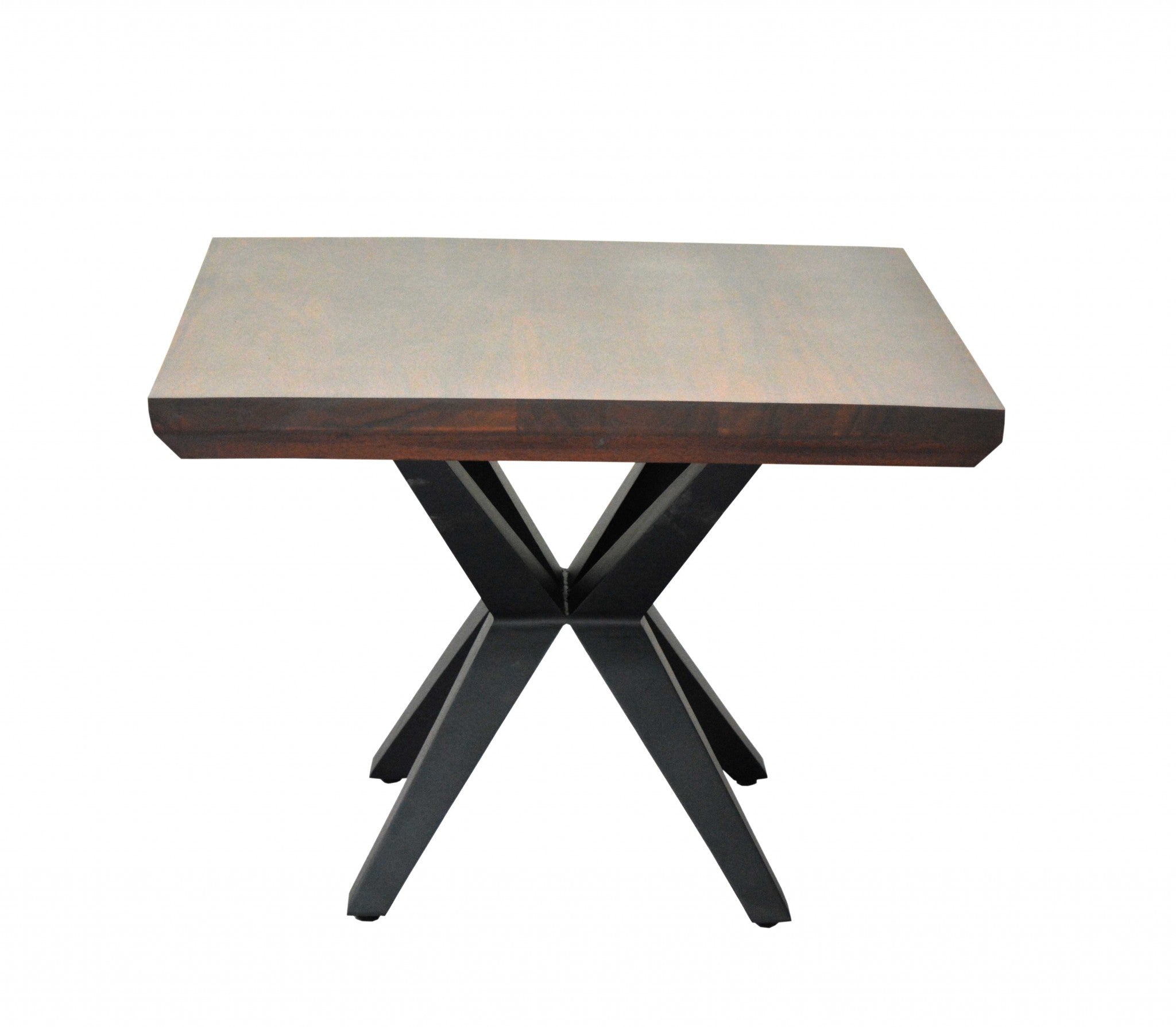 24" X 24" X 18" Brown/Black Wood Metal Side Table