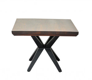 24" X 24" X 18" Brown/Black Wood Metal Side Table