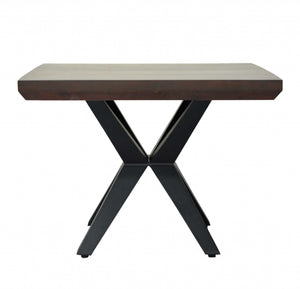 24" X 24" X 18" Brown/Black Wood Metal Side Table