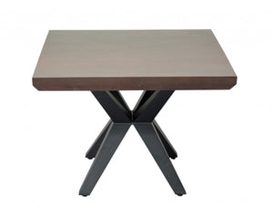 24" X 24" X 18" Brown/Black Wood Metal Side Table