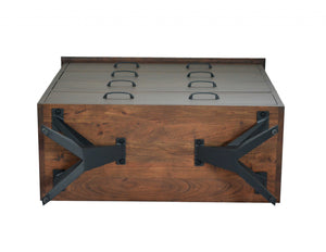 18" X 43" X 47" Brown/Black Wood Metal Bedroom Chest
