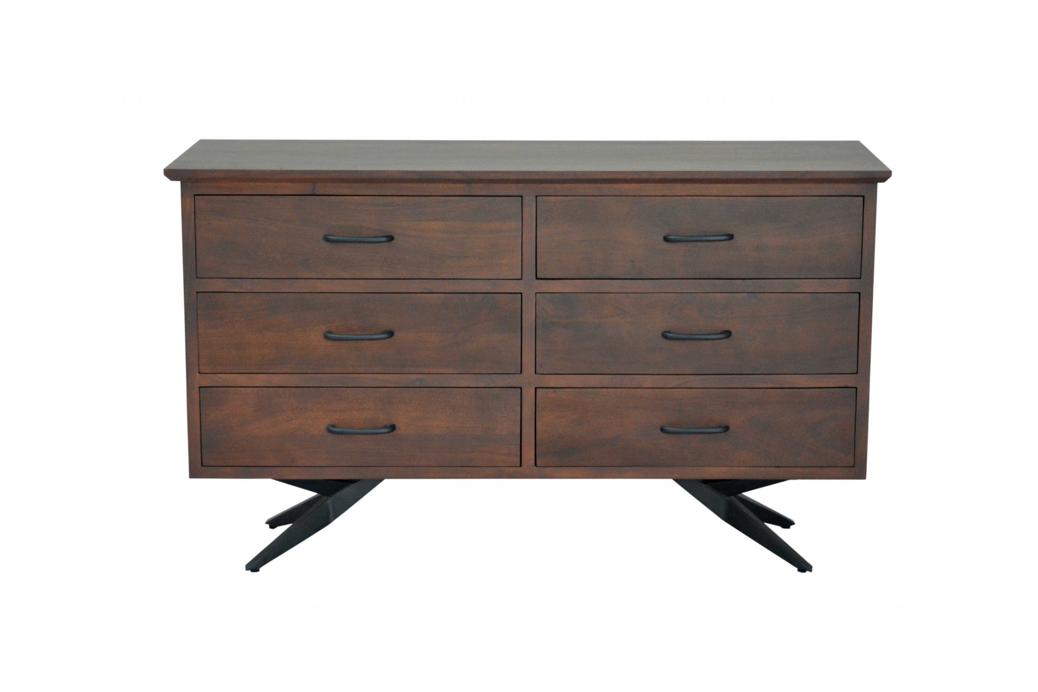 18" X 54" X 32" Brown/Black Wood Metal Bedroom Dresser