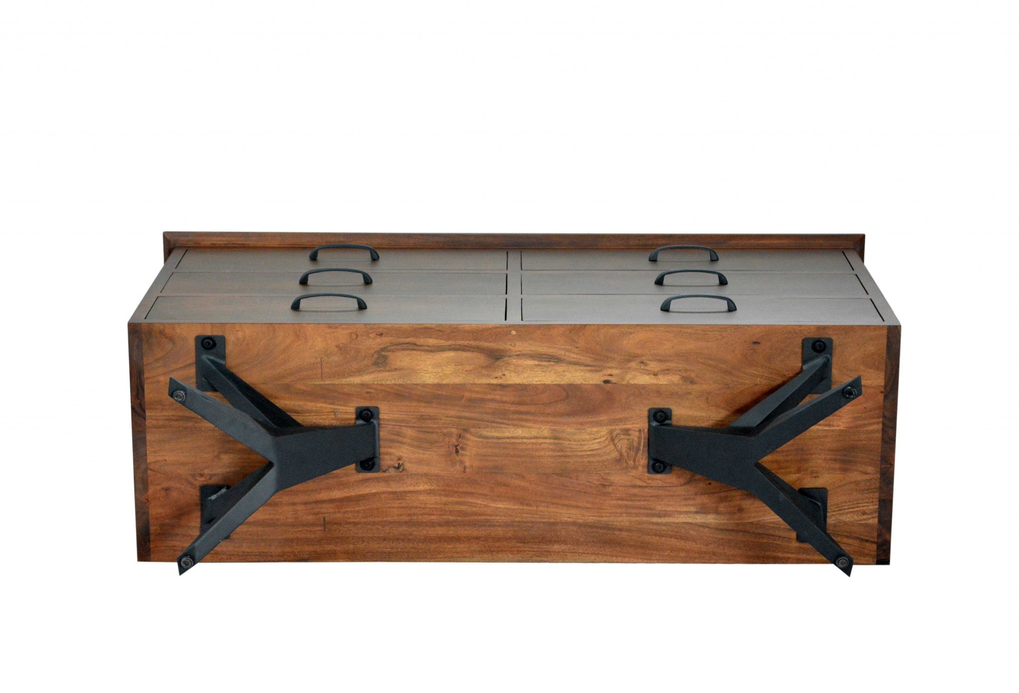 18" X 54" X 32" Brown/Black Wood Metal Bedroom Dresser