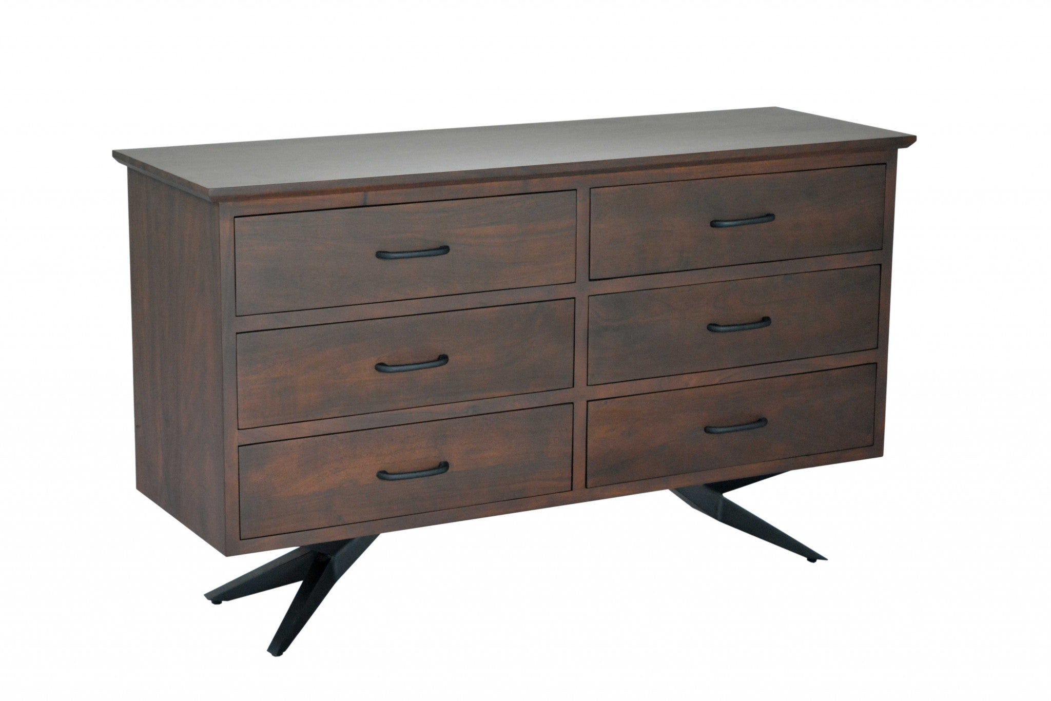 18" X 54" X 32" Brown/Black Wood Metal Bedroom Dresser