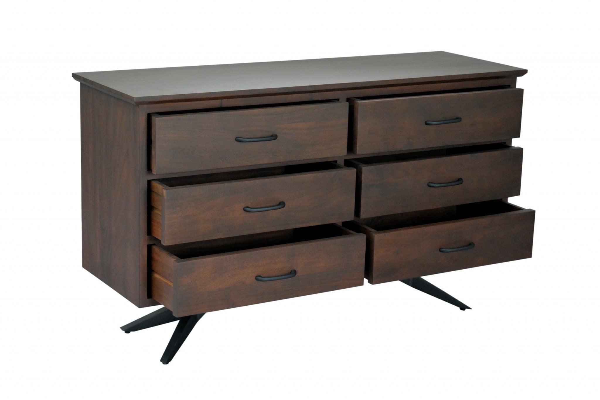18" X 54" X 32" Brown/Black Wood Metal Bedroom Dresser