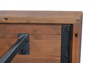 24" X 50" X 18" Brown Black Wood Metal Coffee Table