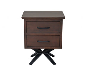 16" X 18" X 22" Brown/Black Wood Metal Nightstand