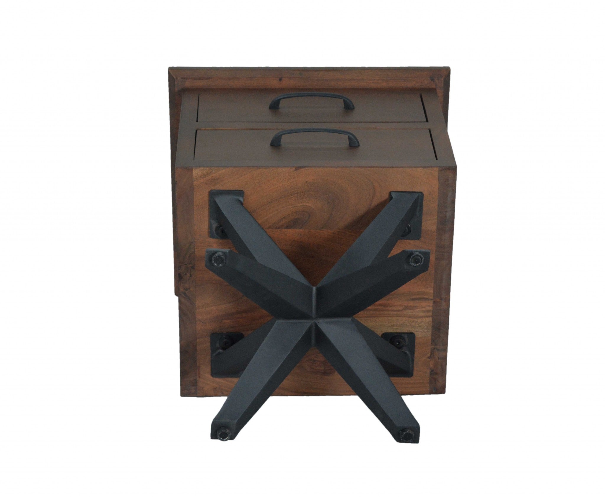 16" X 18" X 22" Brown/Black Wood Metal Nightstand