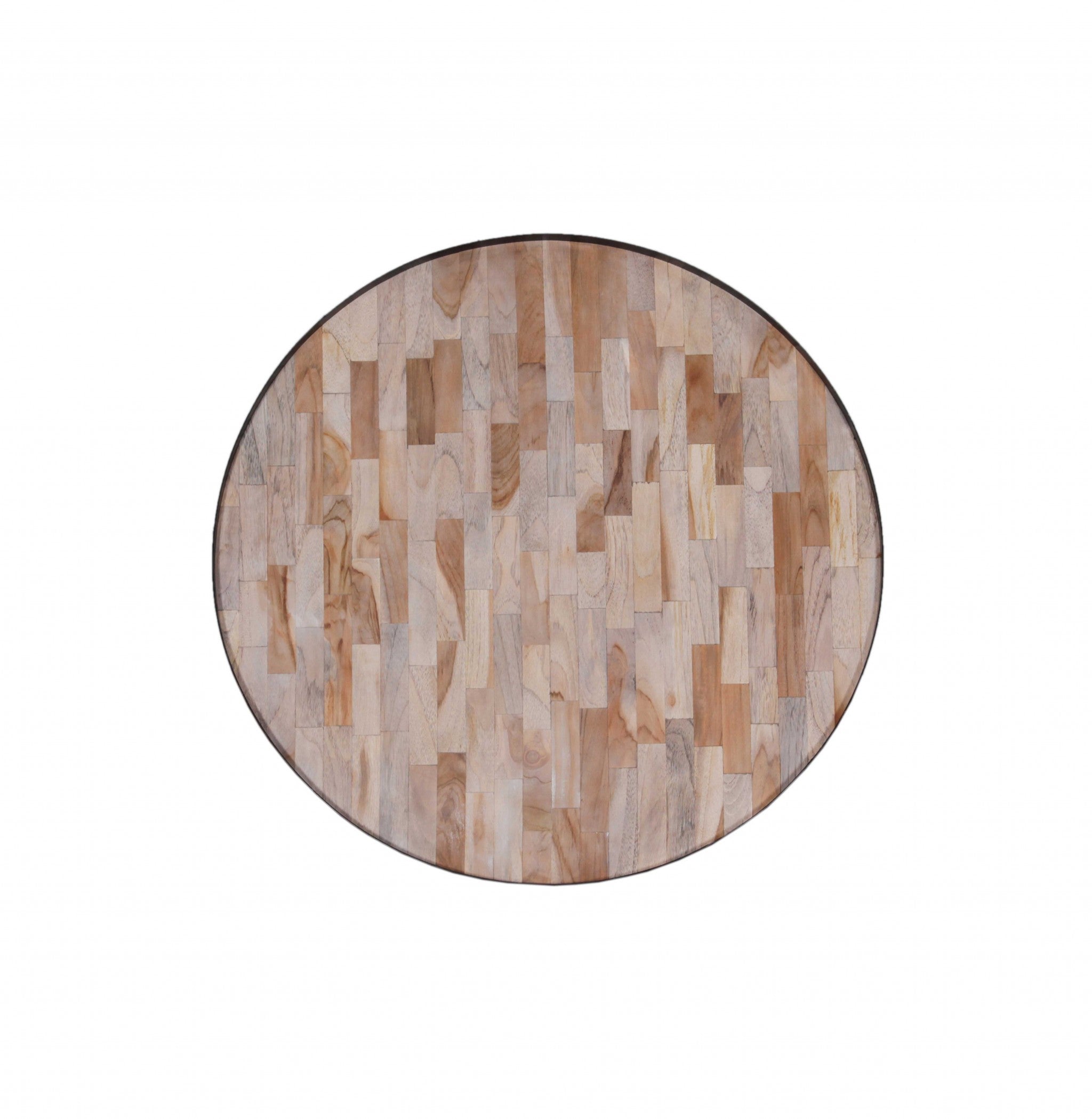 21" X 21" X 19" Multi Wood Metal Round Coffee Table Small