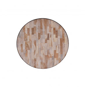 21" X 21" X 19" Multi Wood Metal Round Coffee Table Small