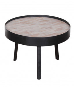 21" X 21" X 19" Multi Wood Metal Round Coffee Table Small