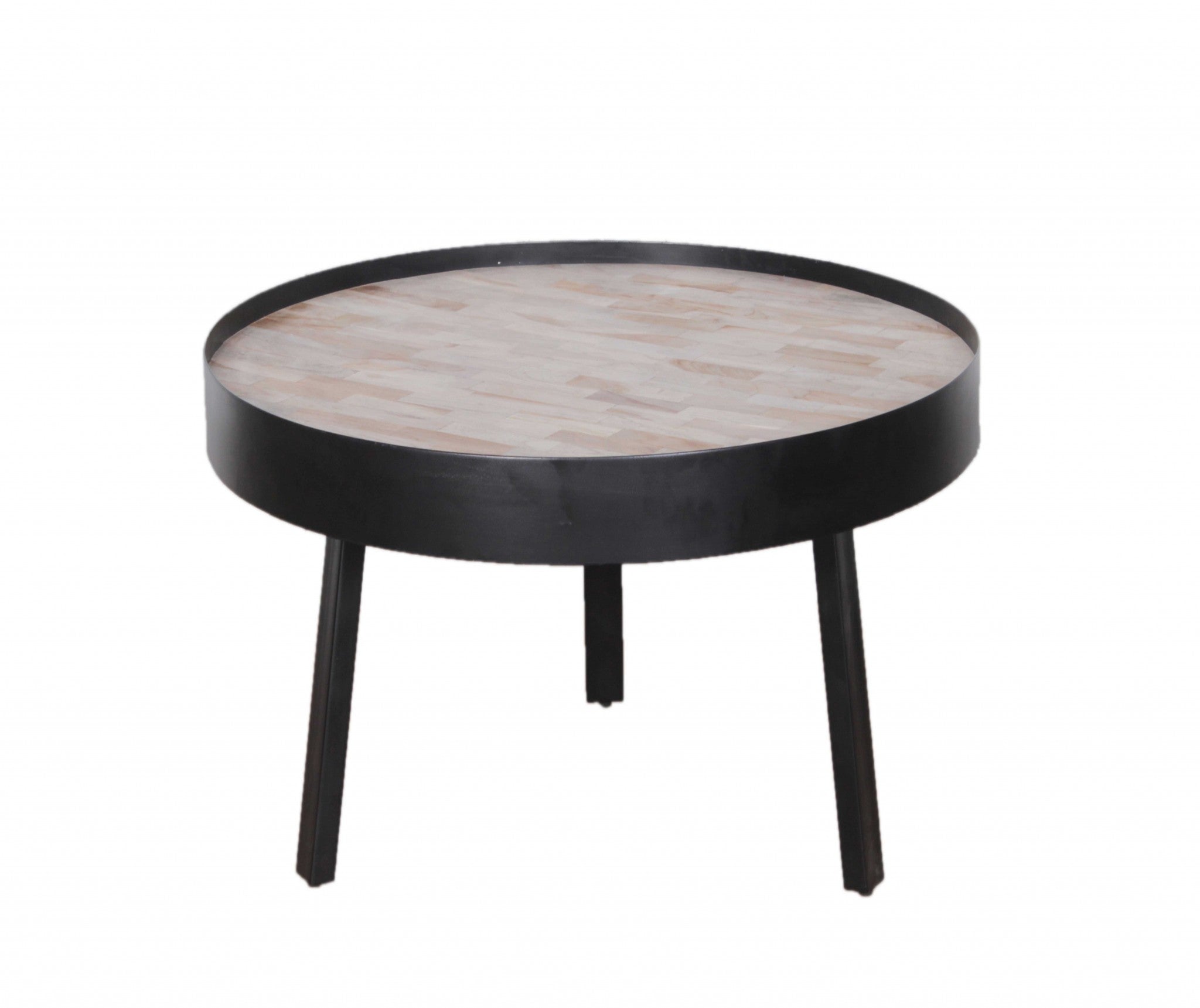 21" X 21" X 19" Multi Wood Metal Round Coffee Table Small