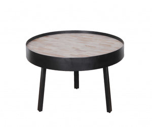 21" X 21" X 19" Multi Wood Metal Round Coffee Table Small