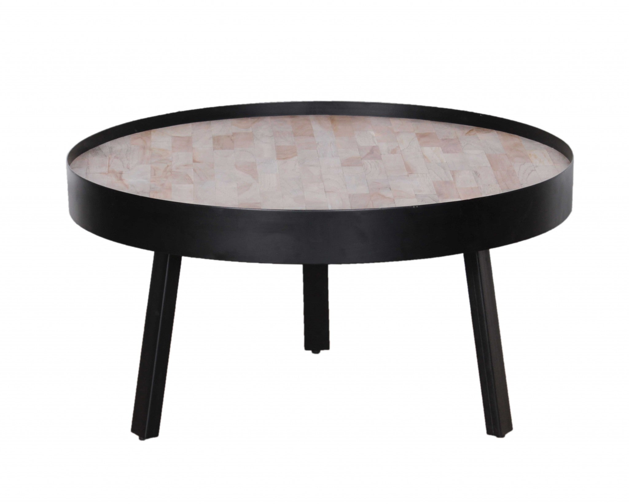 29" X 29" X 15" Multi Wood Metal Round Coffee Table Large