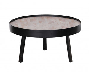 29" X 29" X 15" Multi Wood Metal Round Coffee Table Large
