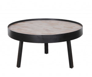 29" X 29" X 15" Multi Wood Metal Round Coffee Table Large