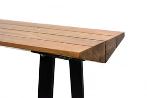 16" X 60" X 31" Natural Wood Metal Console