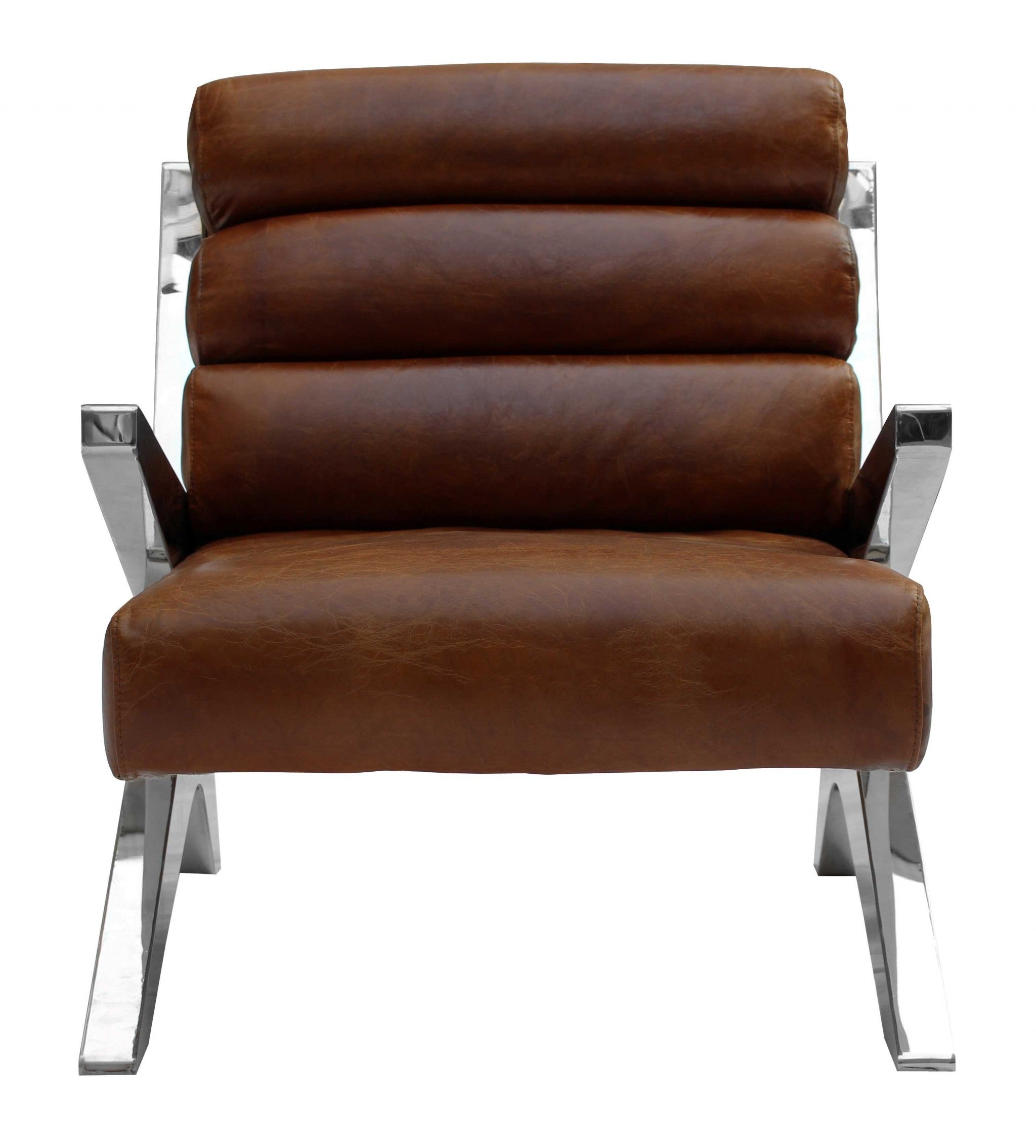 34" X 30" X 33" Brown Full Leather Fireproof Foam Leather