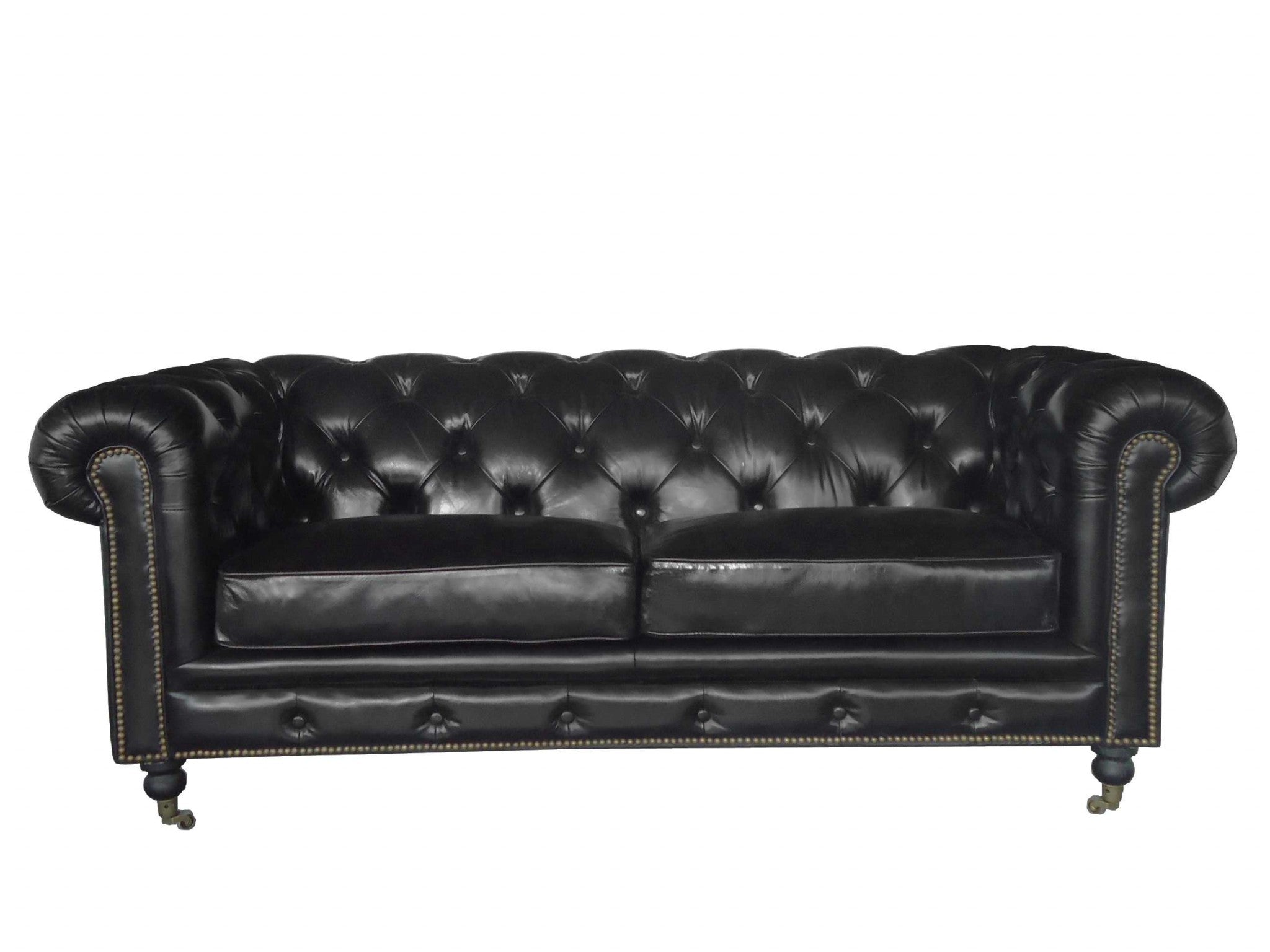 36" X 76" X 30" Black Leather Sofa 2 Places
