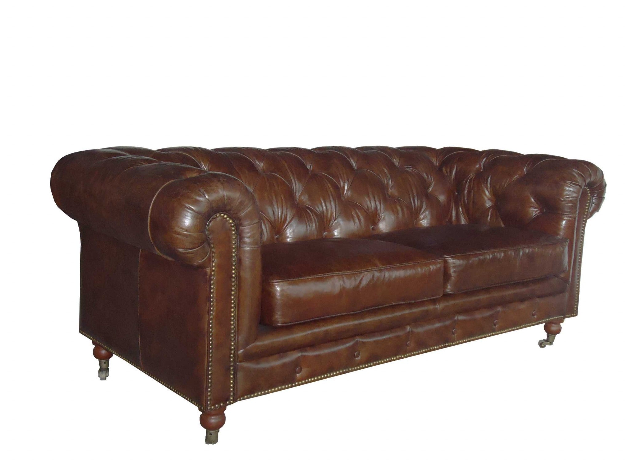 36" X 76" X 30" Brown Leather Sofa 2 Places