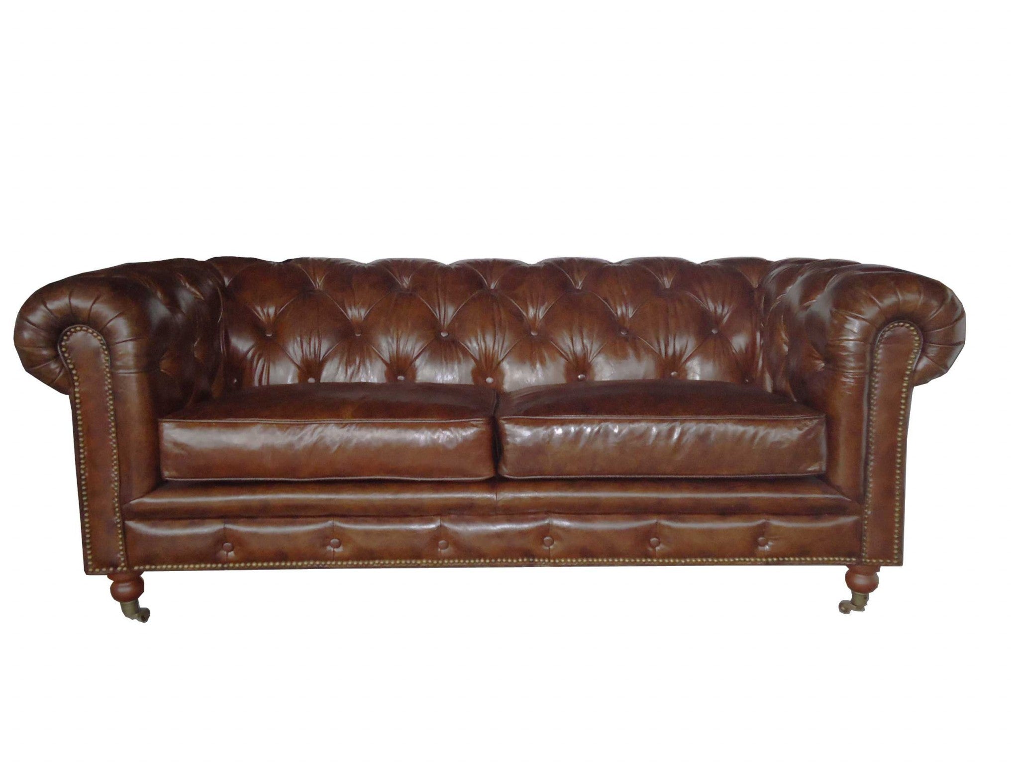 36" X 76" X 30" Brown Leather Sofa 2 Places