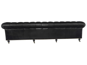 36" X 118" X 30" Black Leather Sofa 4 Places