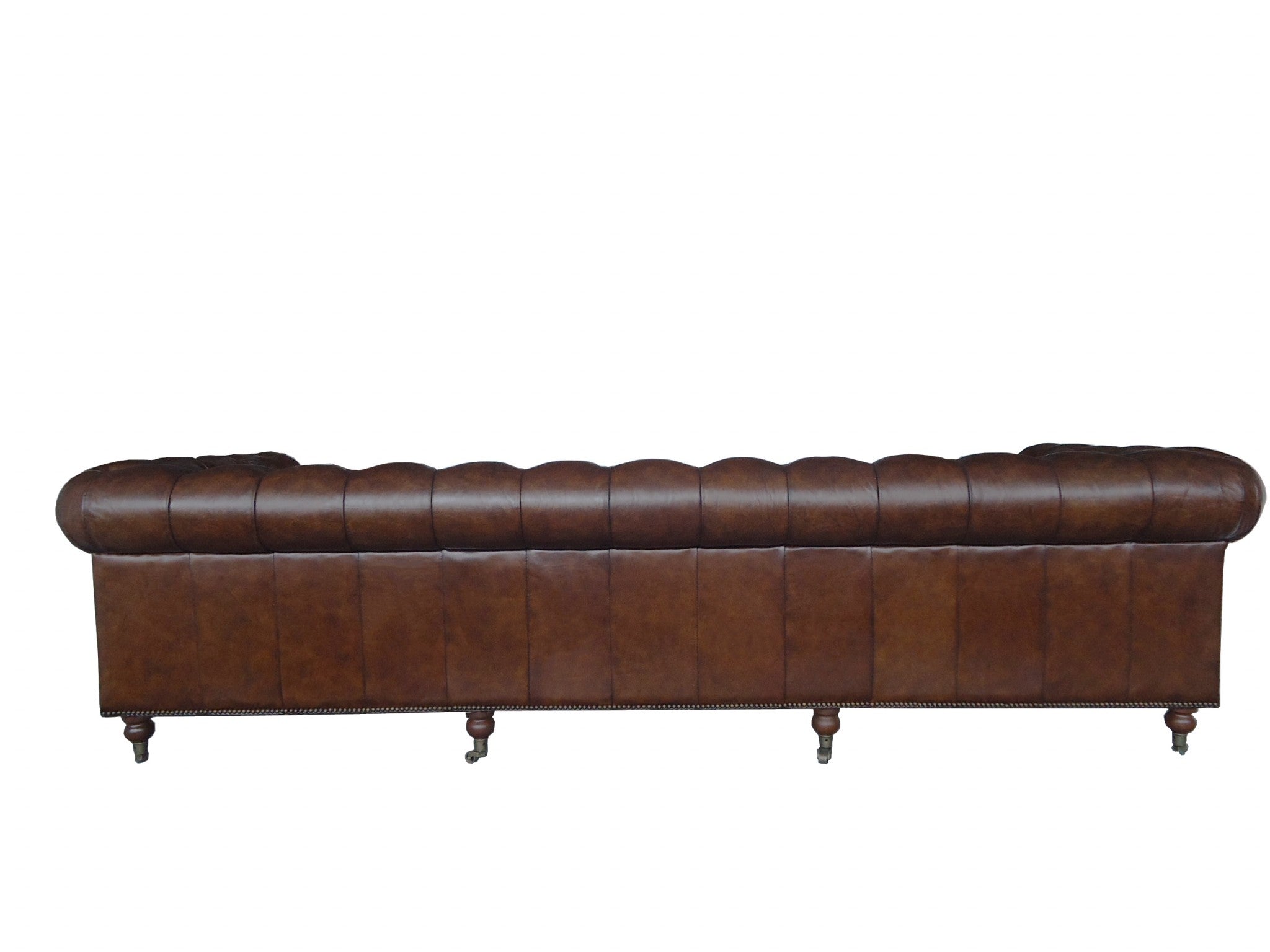 36" X 118" X 30" Brown Leather Sofa 4 Places