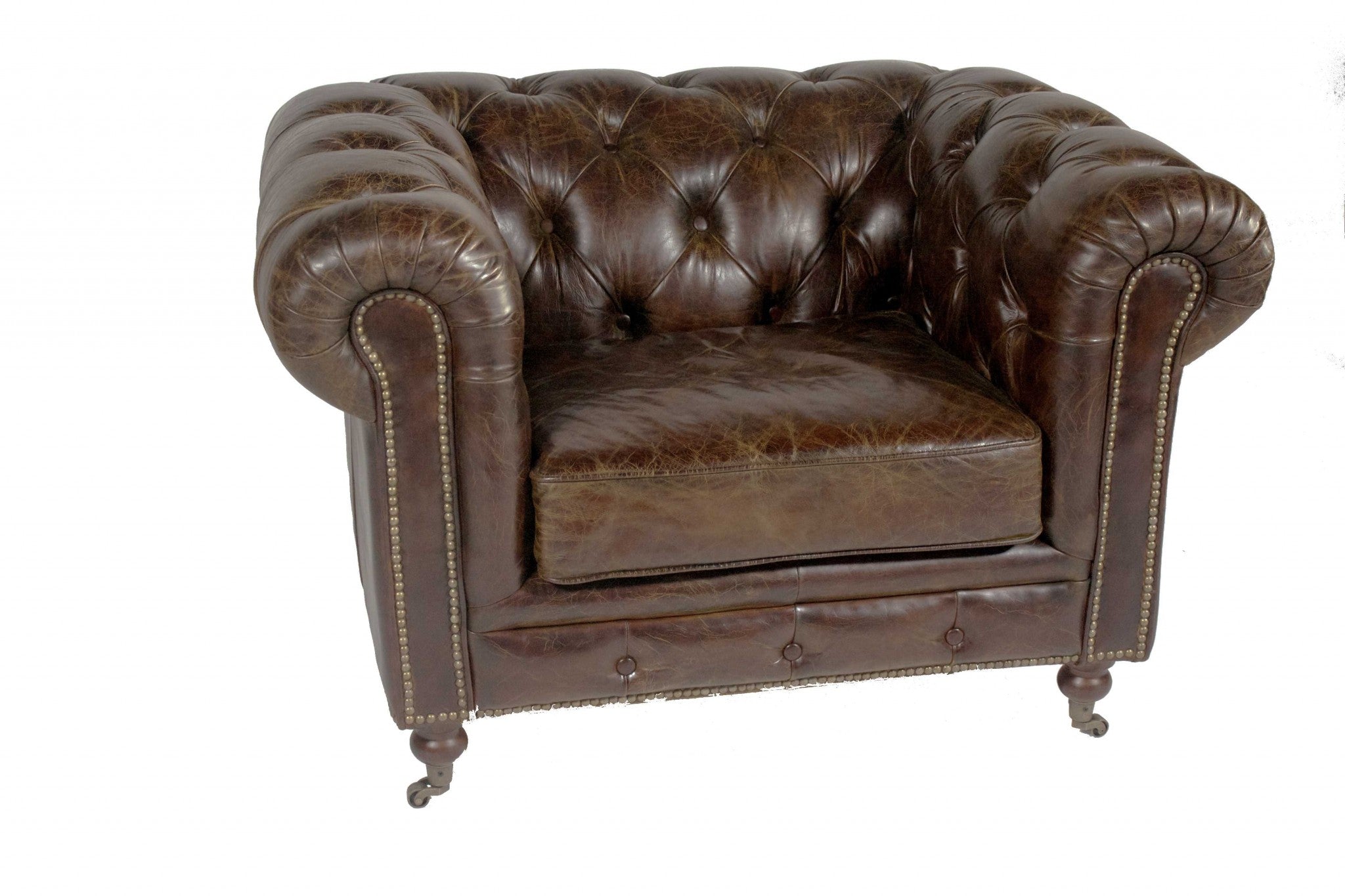 36" X 44" X 30" Brown Leather Sofa 1 Places