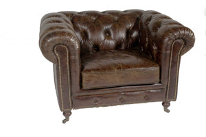 36" X 44" X 30" Brown Leather Sofa 1 Places