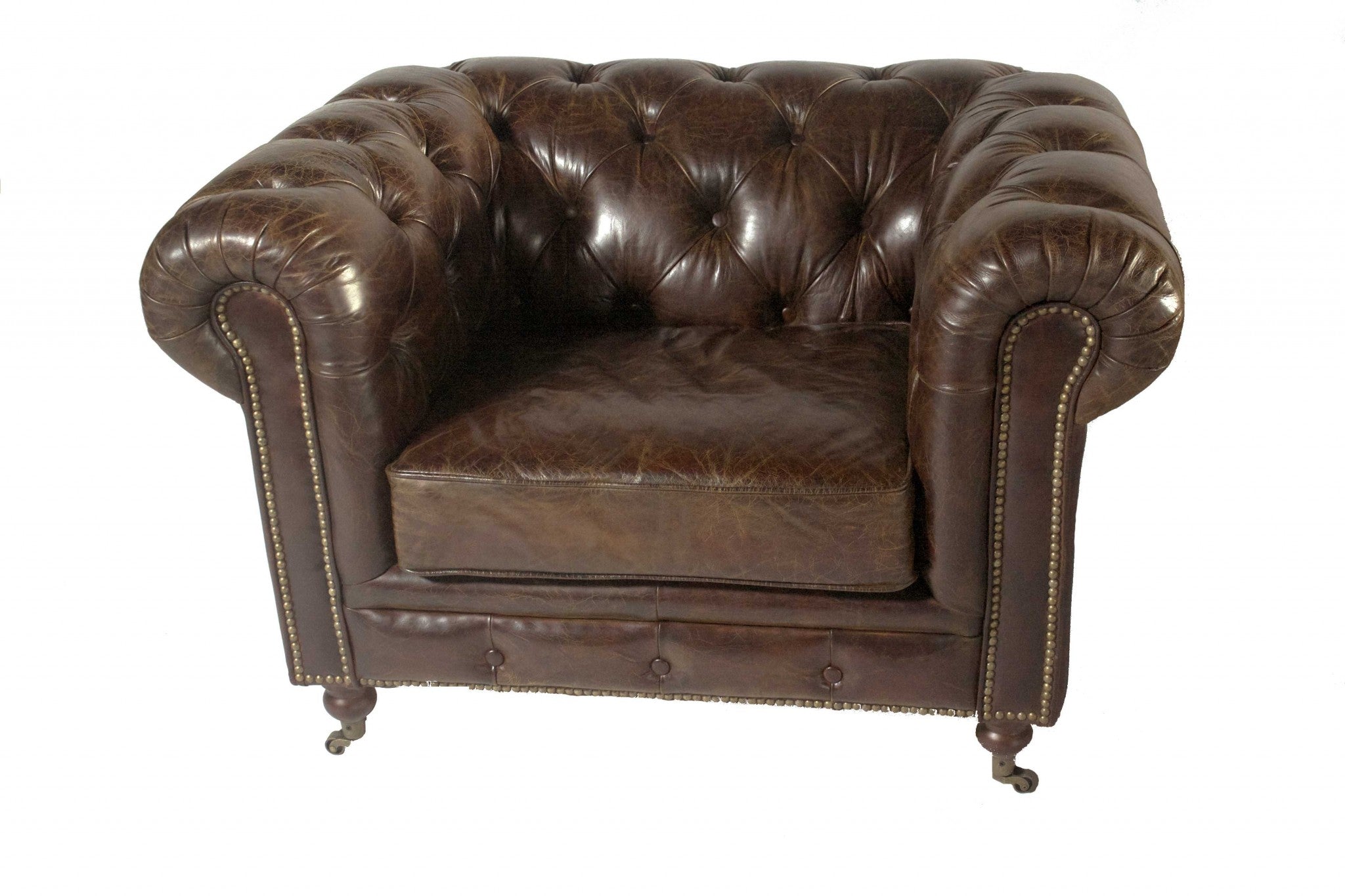 36" X 44" X 30" Brown Leather Sofa 1 Places