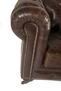 36" X 44" X 30" Brown Leather Sofa 1 Places
