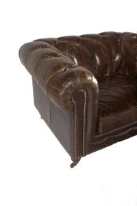 36" X 44" X 30" Brown Leather Sofa 1 Places