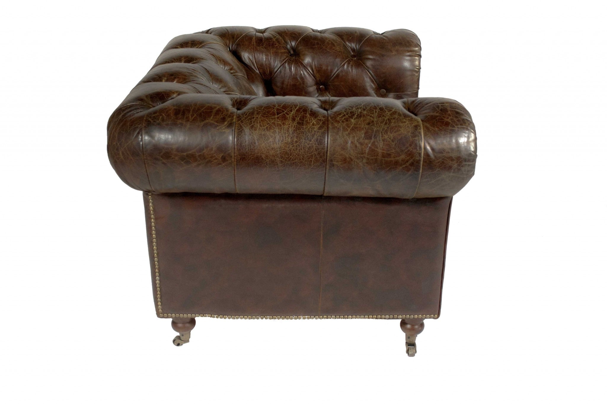 36" X 44" X 30" Brown Leather Sofa 1 Places