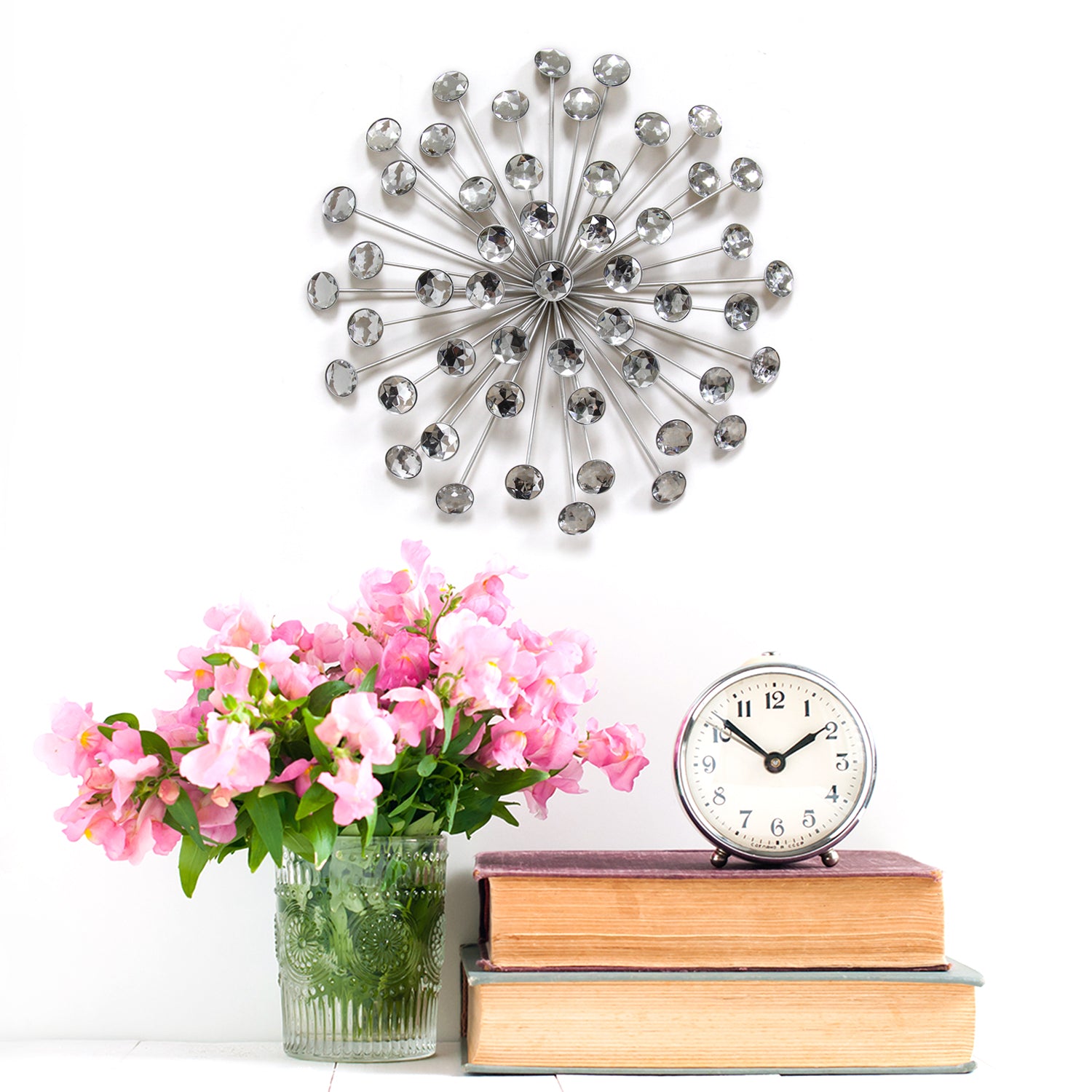 Silver Metal Acrylic Crystal Wall Decor