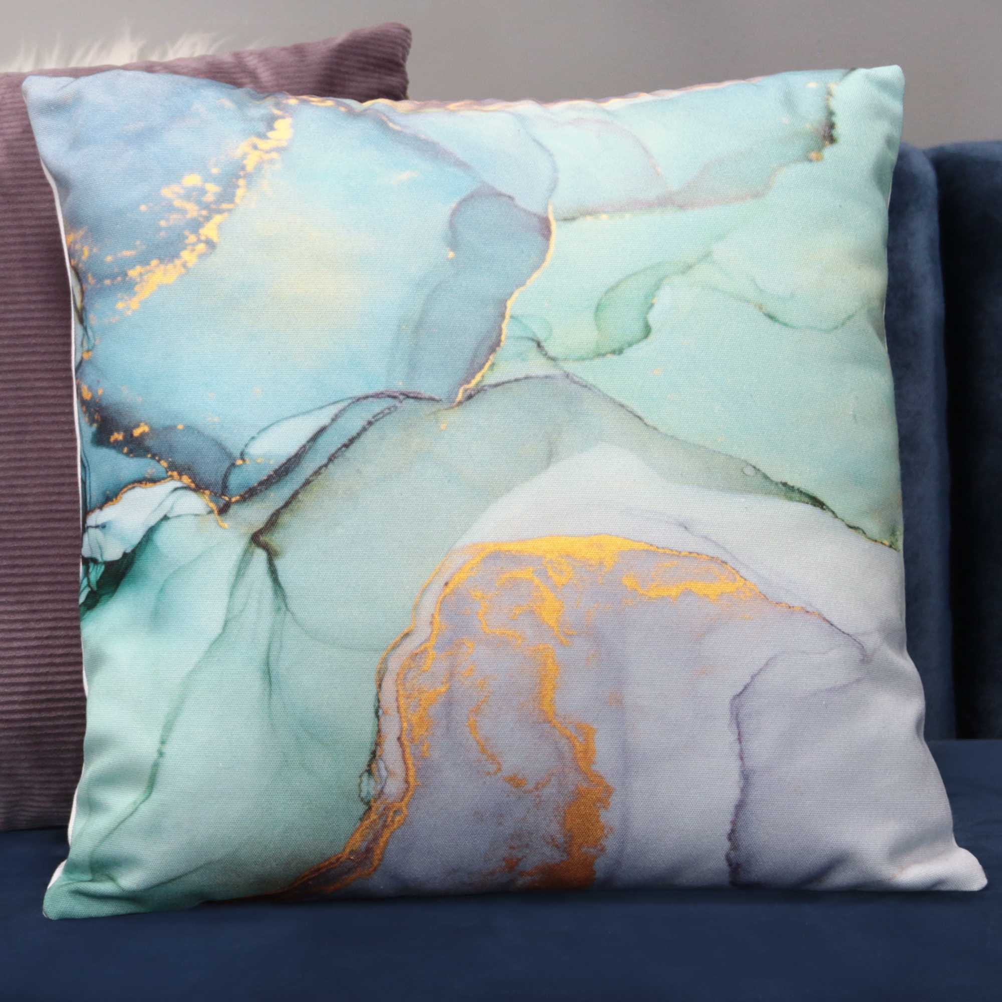 Pastel Watercolor Marble Cotton Square Pillow