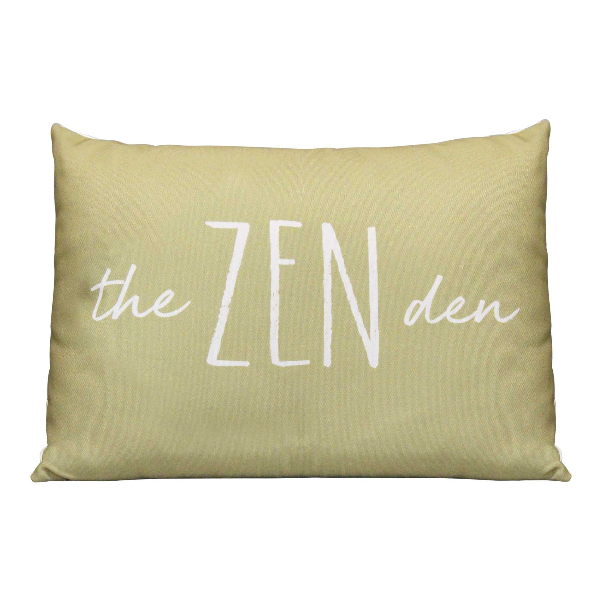 White on Olive Zen Rectangular  Lumbar Pillow