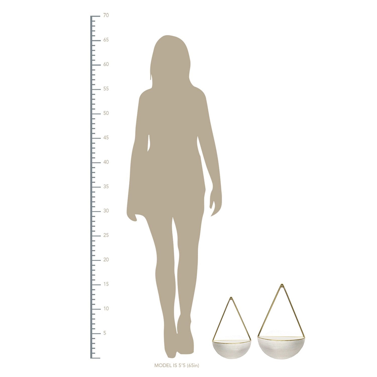 S/2 Creamy Round Metal Wall Planters