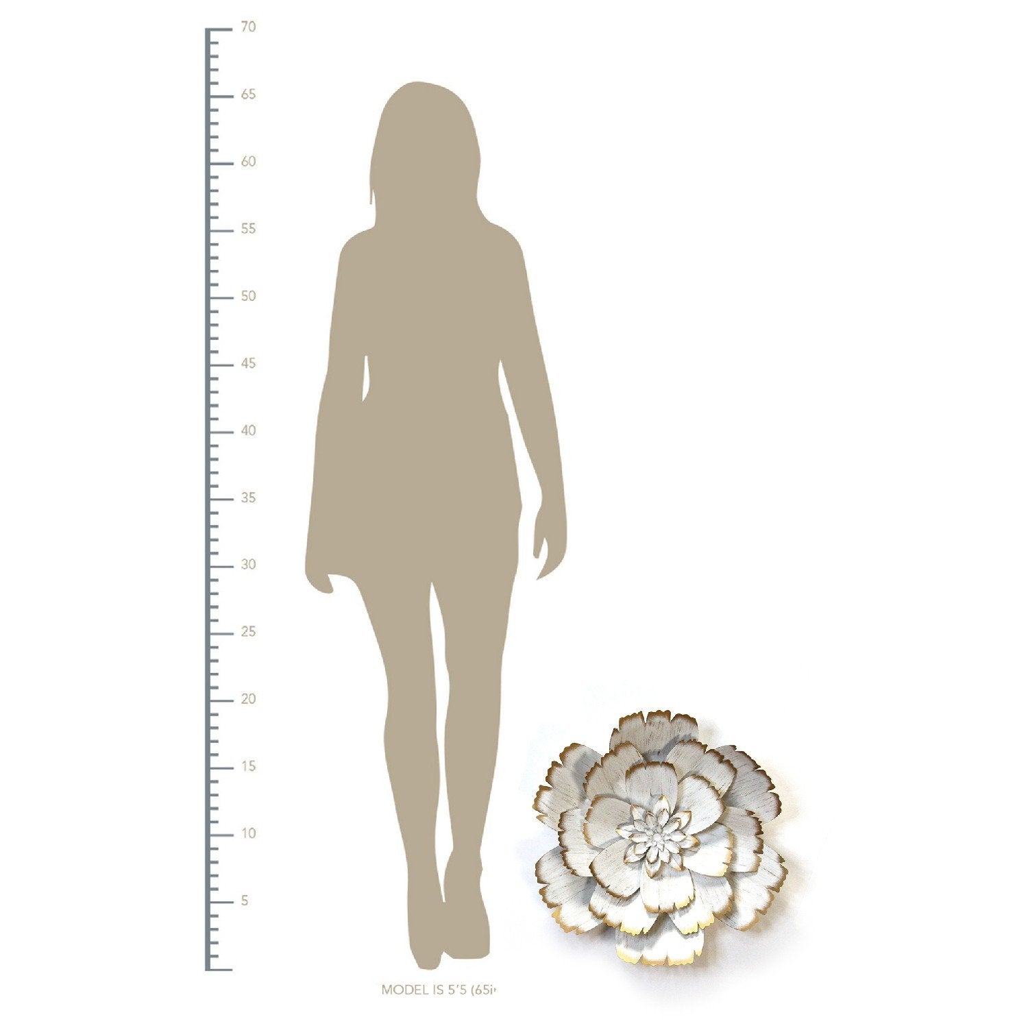 Shimmering Gold & White Metal Flower